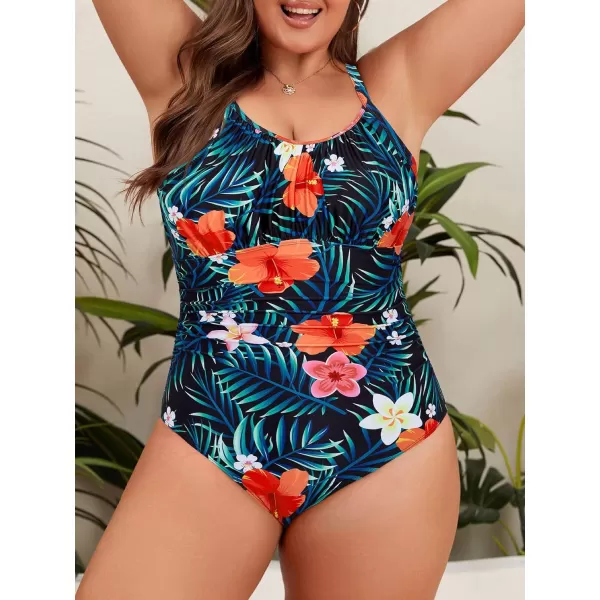 Zando Women Plus Size One Piece Swimsuit Women Tummy Control Bathing Suit Vintage Swim Suits Twist Front Ruched Swimwear