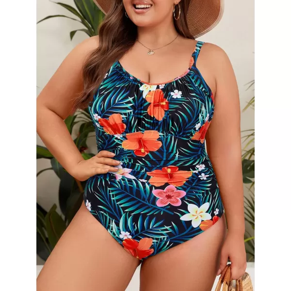 Zando Women Plus Size One Piece Swimsuit Women Tummy Control Bathing Suit Vintage Swim Suits Twist Front Ruched Swimwear