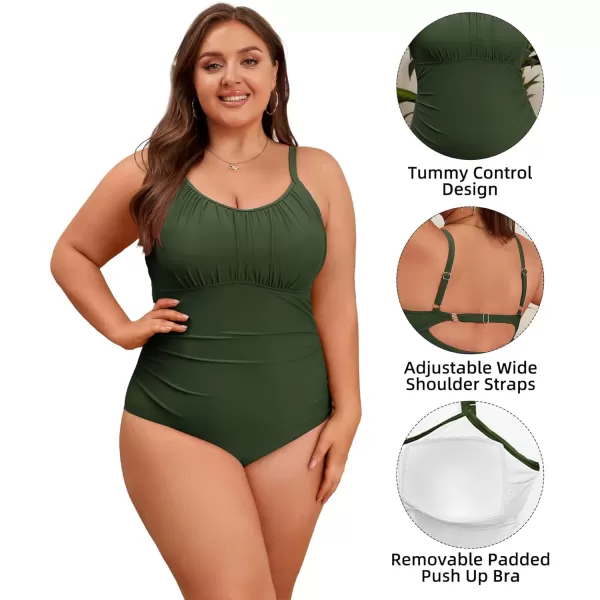 Zando Women Plus Size One Piece Swimsuit Women Tummy Control Bathing Suit Vintage Swim Suits Twist Front Ruched Swimwear