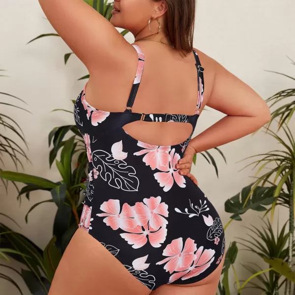 Zando Women Plus Size One Piece Swimsuit Women Tummy Control Bathing Suit Vintage Swim Suits Twist Front Ruched Swimwear