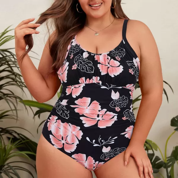 Zando Women Plus Size One Piece Swimsuit Women Tummy Control Bathing Suit Vintage Swim Suits Twist Front Ruched Swimwear