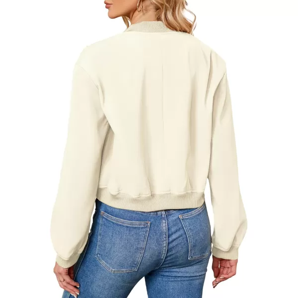 Zando Womens Bomber Jacket Button Down Short Cropped Jackets Long Sleeve Baseball Varsity Jacket Casual Jackets with Pockets