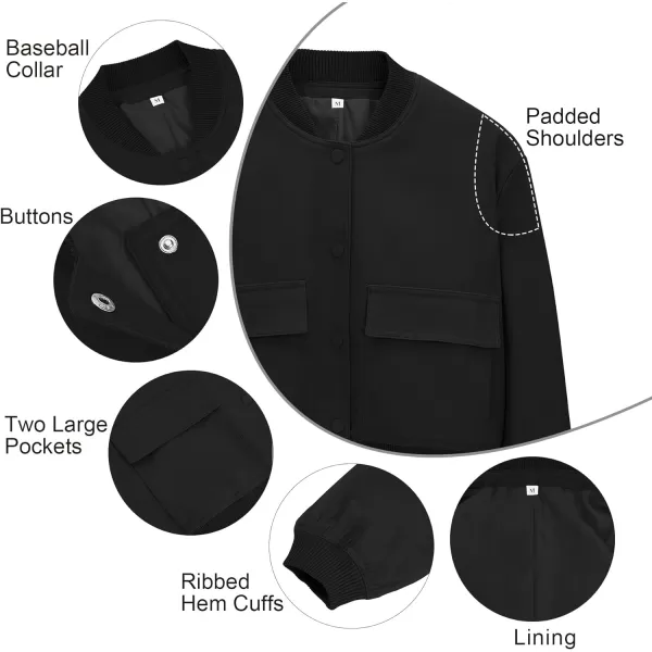 Zando Womens Bomber Jacket Button Down Short Cropped Jackets Long Sleeve Baseball Varsity Jacket Casual Jackets with Pockets