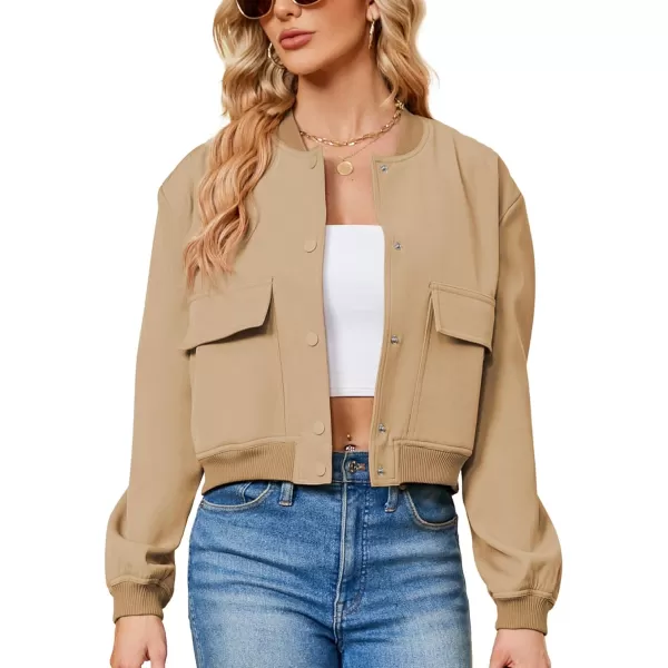 Zando Womens Bomber Jacket Button Down Short Cropped Jackets Long Sleeve Baseball Varsity Jacket Casual Jackets with Pockets