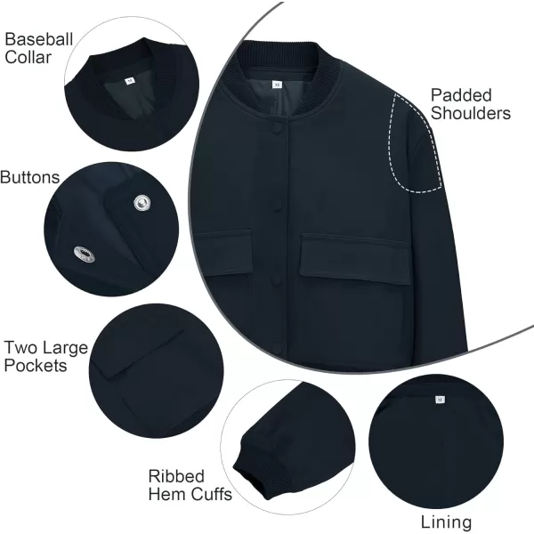 Zando Womens Bomber Jacket Button Down Short Cropped Jackets Long Sleeve Baseball Varsity Jacket Casual Jackets with Pockets