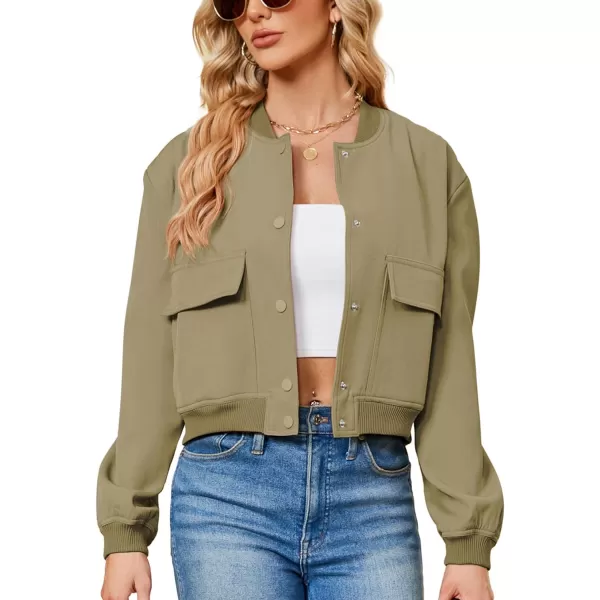 Zando Womens Bomber Jacket Button Down Short Cropped Jackets Long Sleeve Baseball Varsity Jacket Casual Jackets with Pockets
