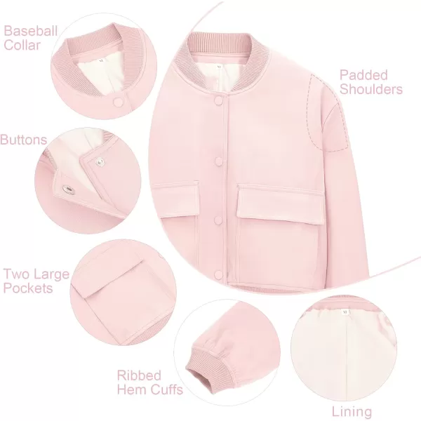 Zando Womens Bomber Jacket Button Down Short Cropped Jackets Long Sleeve Baseball Varsity Jacket Casual Jackets with Pockets