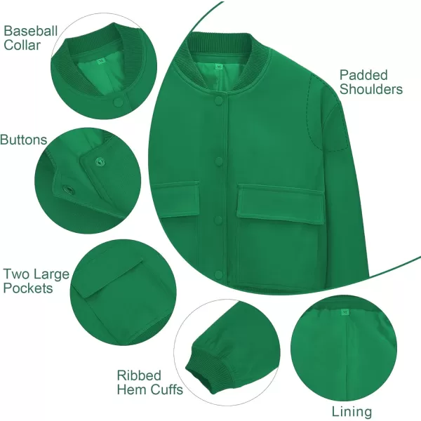 Zando Womens Bomber Jacket Button Down Short Cropped Jackets Long Sleeve Baseball Varsity Jacket Casual Jackets with Pockets