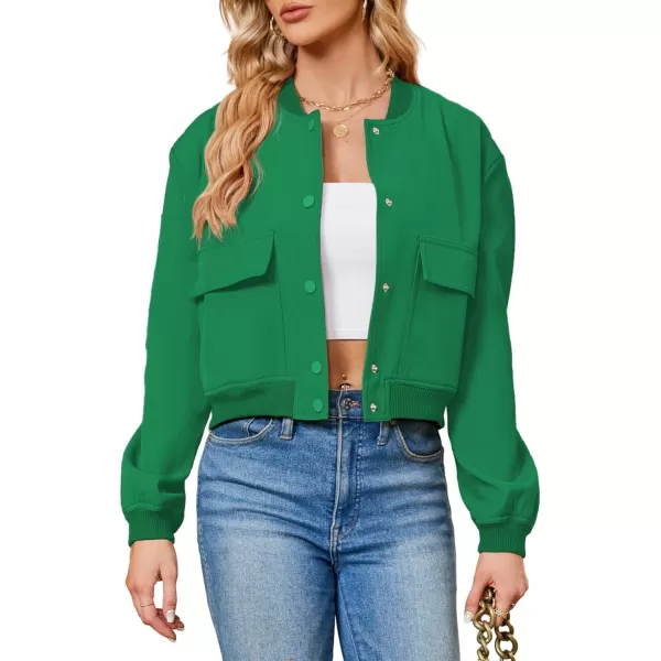 Zando Womens Bomber Jacket Button Down Short Cropped Jackets Long Sleeve Baseball Varsity Jacket Casual Jackets with Pockets