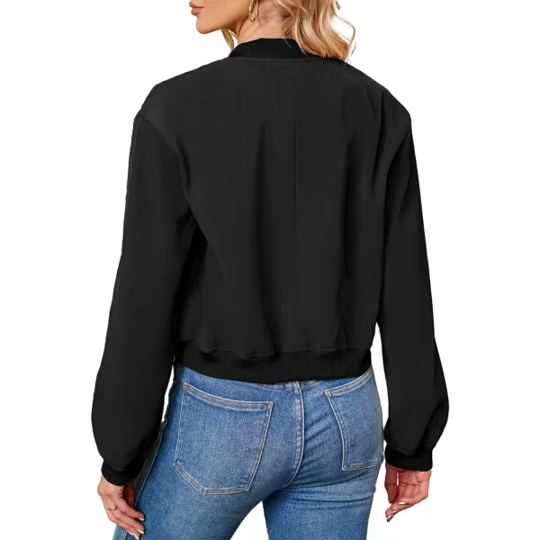 Zando Womens Bomber Jacket Button Down Short Cropped Jackets Long Sleeve Baseball Varsity Jacket Casual Jackets with Pockets