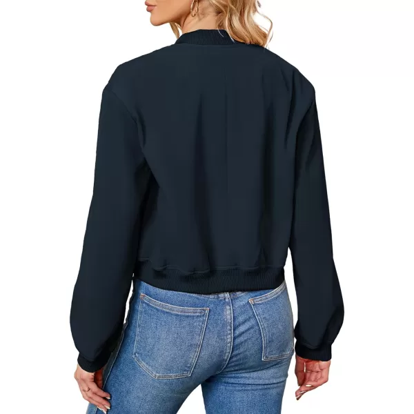Zando Womens Bomber Jacket Button Down Short Cropped Jackets Long Sleeve Baseball Varsity Jacket Casual Jackets with Pockets