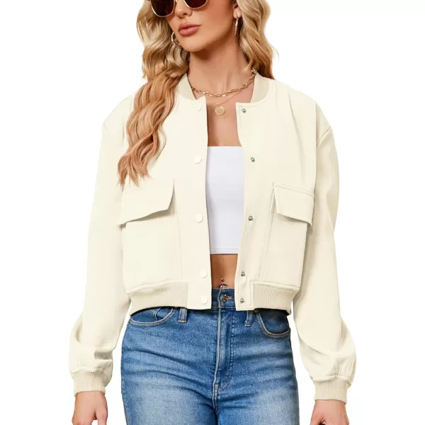 Zando Womens Bomber Jacket Button Down Short Cropped Jackets Long Sleeve Baseball Varsity Jacket Casual Jackets with Pockets
