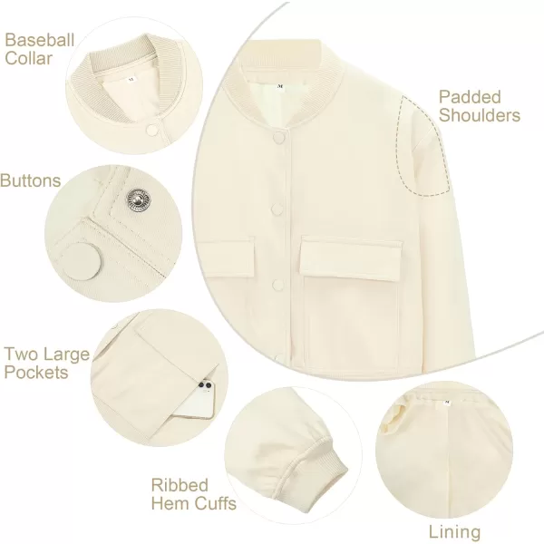 Zando Womens Bomber Jacket Button Down Short Cropped Jackets Long Sleeve Baseball Varsity Jacket Casual Jackets with Pockets