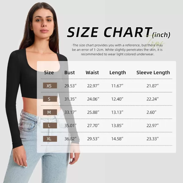 Zando Women's Long Sleeve Crop Top Sexy Square Neck Y2K Going Out Tops for Women Bodycon Fitted Basic T-Shirt Crop Top