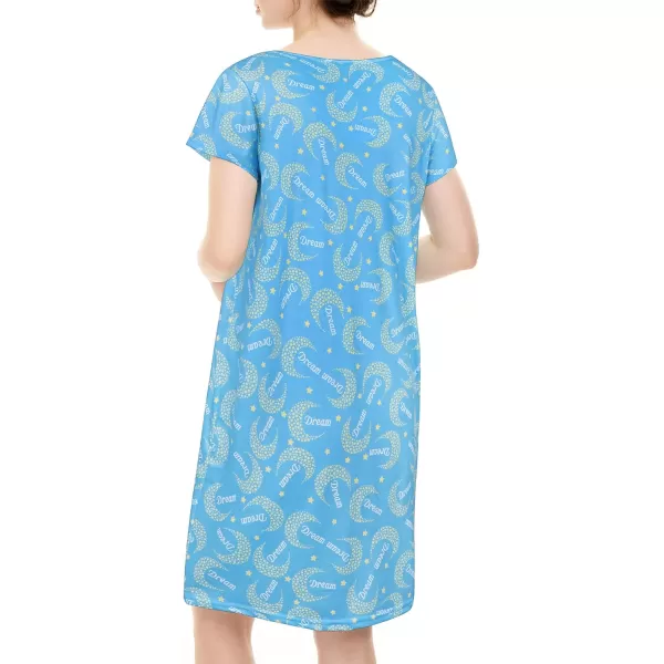 Zando Womens Nightgowns Cartoon Printed Sleep Shirts Cotton Night Gowns Casual Sleepwear Cute Pajamas Long Sleepdress