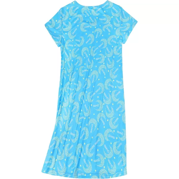 Zando Womens Nightgowns Cartoon Printed Sleep Shirts Cotton Night Gowns Casual Sleepwear Cute Pajamas Long Sleepdress