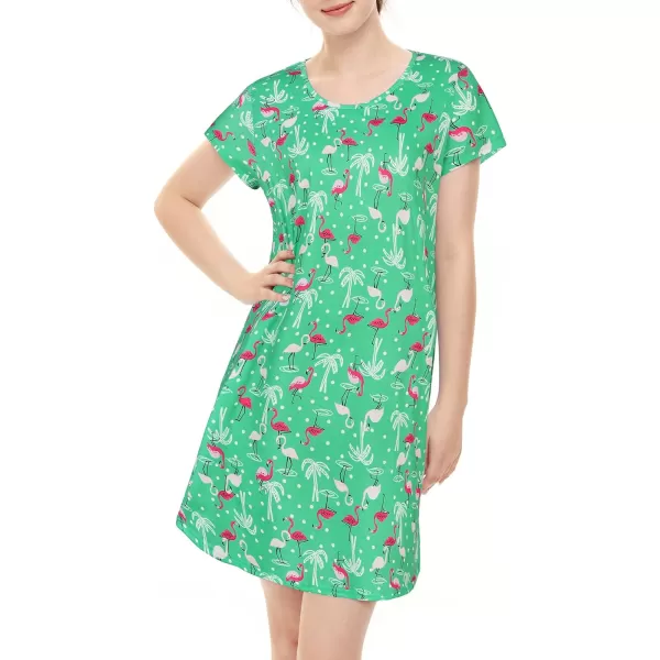 Zando Womens Nightgowns Cartoon Printed Sleep Shirts Cotton Night Gowns Casual Sleepwear Cute Pajamas Long Sleepdress