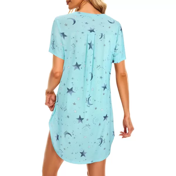 Zando Womens Nightgowns Cartoon Printed Sleep Shirts Cotton Night Gowns Casual Sleepwear Cute Pajamas Long Sleepdress