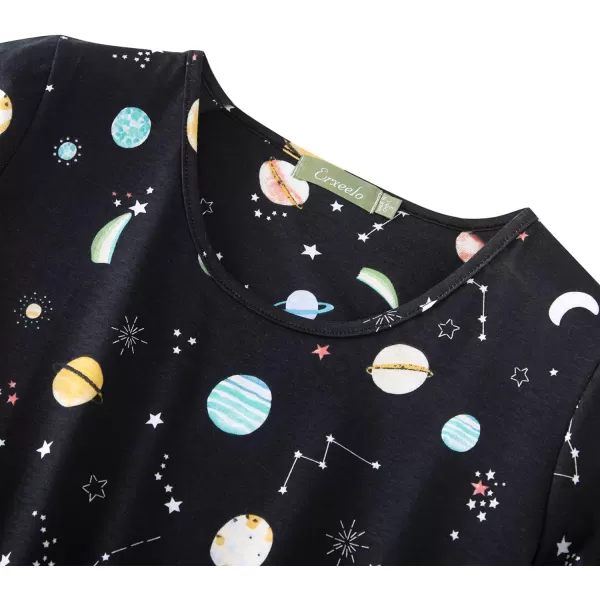 Zando Womens Nightgowns Cartoon Printed Sleep Shirts Cotton Night Gowns Casual Sleepwear Cute Pajamas Long Sleepdress