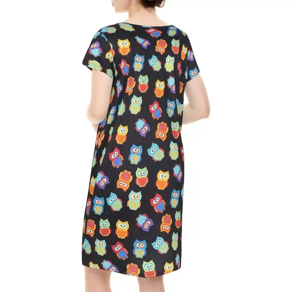 Zando Womens Nightgowns Cartoon Printed Sleep Shirts Cotton Night Gowns Casual Sleepwear Cute Pajamas Long Sleepdress