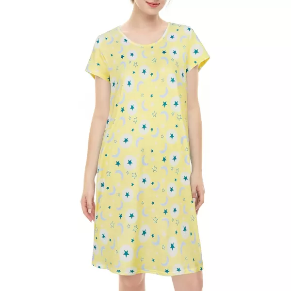 Zando Womens Nightgowns Cartoon Printed Sleep Shirts Cotton Night Gowns Casual Sleepwear Cute Pajamas Long Sleepdress