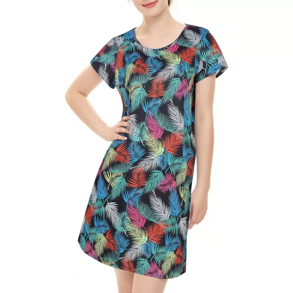 Zando Womens Nightgowns Cartoon Printed Sleep Shirts Cotton Night Gowns Casual Sleepwear Cute Pajamas Long Sleepdress