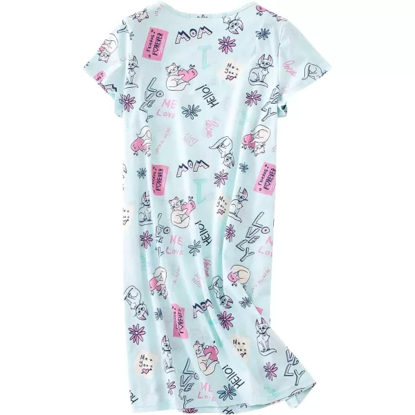 Zando Womens Nightgowns Cartoon Printed Sleep Shirts Cotton Night Gowns Casual Sleepwear Cute Pajamas Long Sleepdress
