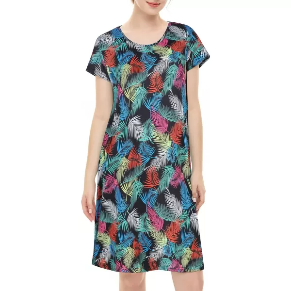 Zando Womens Nightgowns Cartoon Printed Sleep Shirts Cotton Night Gowns Casual Sleepwear Cute Pajamas Long Sleepdress