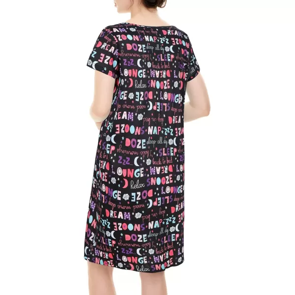 Zando Womens Nightgowns Cartoon Printed Sleep Shirts Cotton Night Gowns Casual Sleepwear Cute Pajamas Long Sleepdress