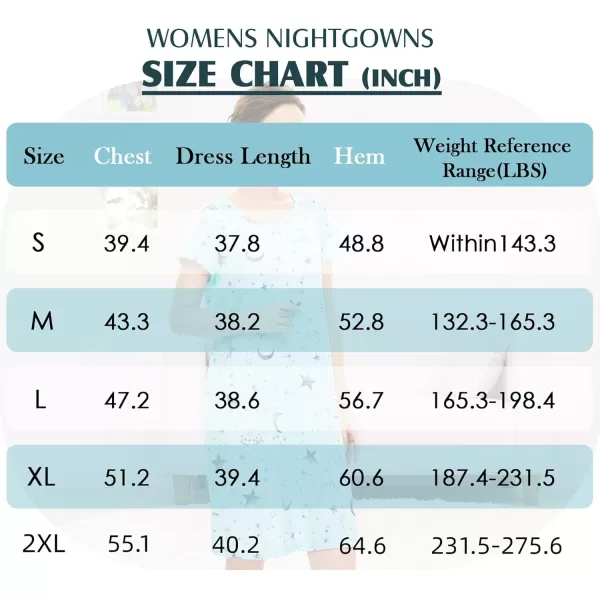 Zando Womens Nightgowns Cartoon Printed Sleep Shirts Cotton Night Gowns Casual Sleepwear Cute Pajamas Long Sleepdress
