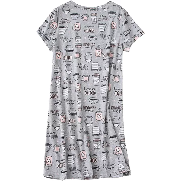 Zando Womens Nightgowns Cartoon Printed Sleep Shirts Cotton Night Gowns Casual Sleepwear Cute Pajamas Long Sleepdress