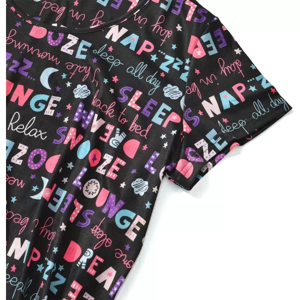 Zando Womens Nightgowns Cartoon Printed Sleep Shirts Cotton Night Gowns Casual Sleepwear Cute Pajamas Long Sleepdress