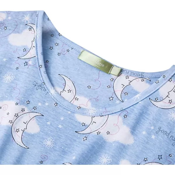 Zando Womens Nightgowns Cartoon Printed Sleep Shirts Cotton Night Gowns Casual Sleepwear Cute Pajamas Long Sleepdress