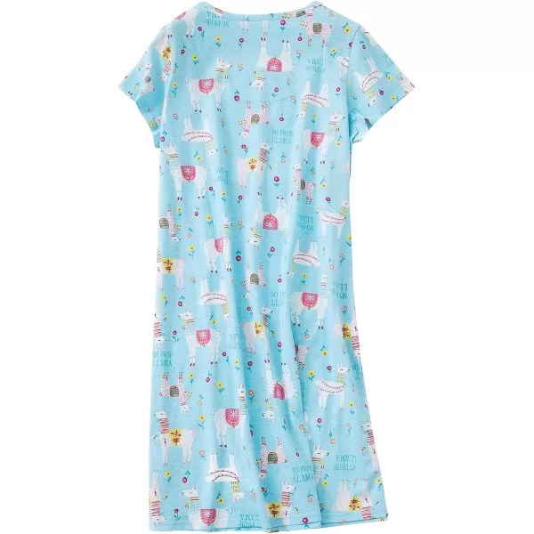 Zando Womens Nightgowns Cartoon Printed Sleep Shirts Cotton Night Gowns Casual Sleepwear Cute Pajamas Long Sleepdress