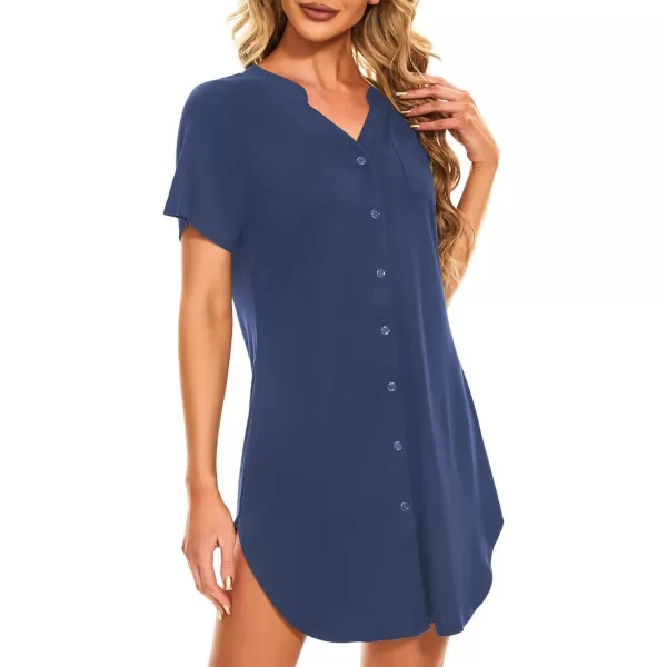 Zando Womens Nightgowns Cartoon Printed Sleep Shirts Cotton Night Gowns Casual Sleepwear Cute Pajamas Long Sleepdress