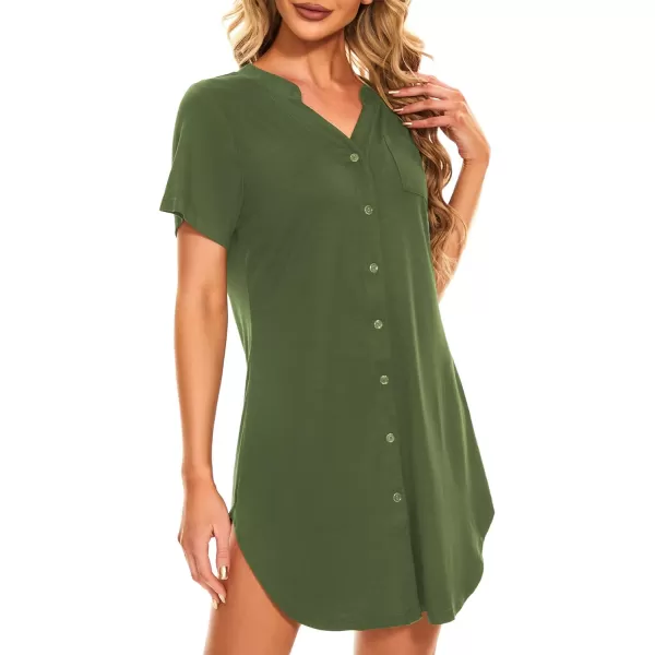 Zando Womens Nightgowns Cartoon Printed Sleep Shirts Cotton Night Gowns Casual Sleepwear Cute Pajamas Long Sleepdress