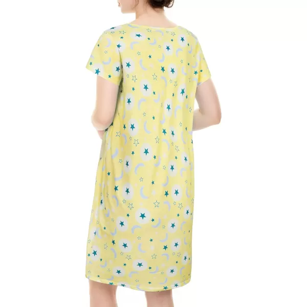 Zando Womens Nightgowns Cartoon Printed Sleep Shirts Cotton Night Gowns Casual Sleepwear Cute Pajamas Long Sleepdress