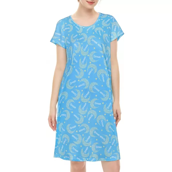 Zando Womens Nightgowns Cartoon Printed Sleep Shirts Cotton Night Gowns Casual Sleepwear Cute Pajamas Long Sleepdress