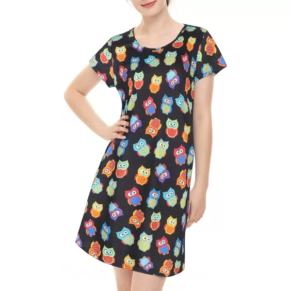 Zando Womens Nightgowns Cartoon Printed Sleep Shirts Cotton Night Gowns Casual Sleepwear Cute Pajamas Long Sleepdress