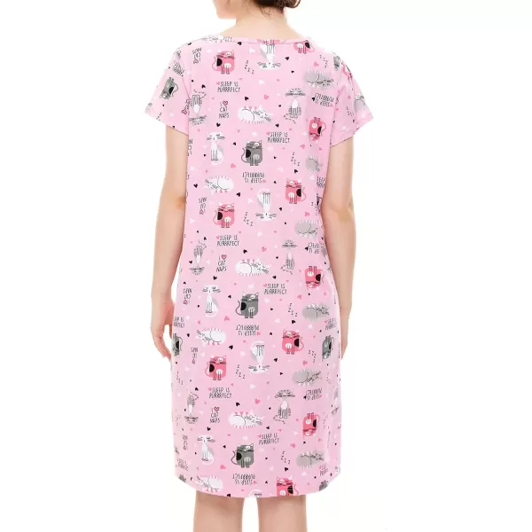 Zando Womens Nightgowns Cartoon Printed Sleep Shirts Cotton Night Gowns Casual Sleepwear Cute Pajamas Long Sleepdress