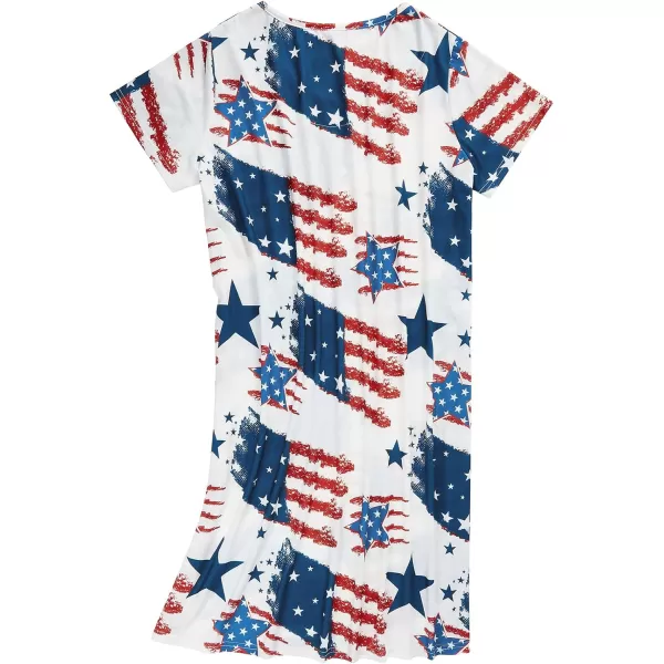 Zando Womens Nightgowns Cartoon Printed Sleep Shirts Cotton Night Gowns Casual Sleepwear Cute Pajamas Long Sleepdress