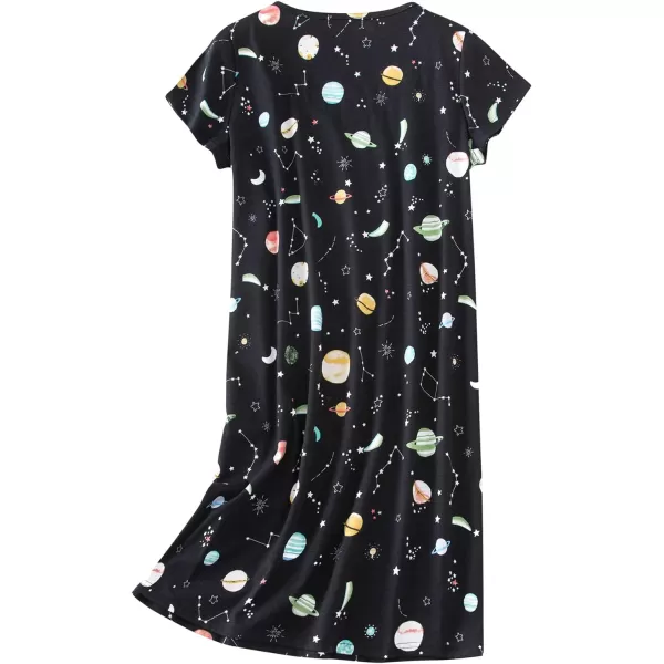 Zando Womens Nightgowns Cartoon Printed Sleep Shirts Cotton Night Gowns Casual Sleepwear Cute Pajamas Long Sleepdress