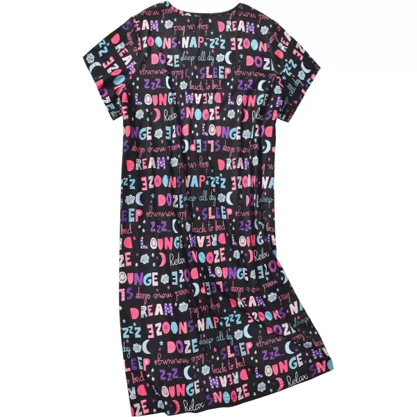 Zando Womens Nightgowns Cartoon Printed Sleep Shirts Cotton Night Gowns Casual Sleepwear Cute Pajamas Long Sleepdress