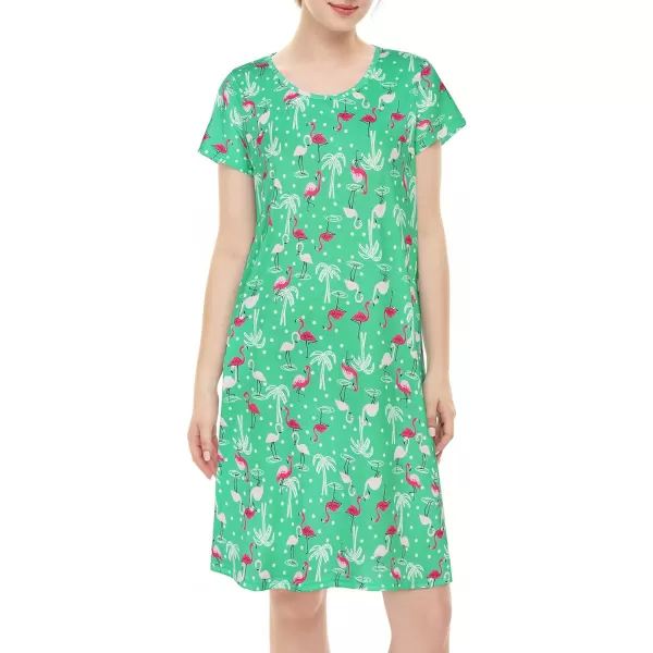 Zando Womens Nightgowns Cartoon Printed Sleep Shirts Cotton Night Gowns Casual Sleepwear Cute Pajamas Long Sleepdress