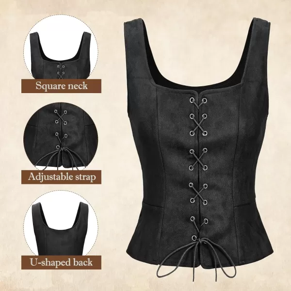 Zando Women's Renaissance Corset Vest Medieval Corsets Top Pirate Cosplay Costume Steampunk Gothic Bustiers Tank Top