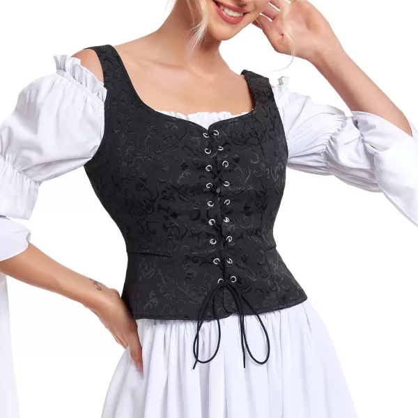 Zando Women's Renaissance Corset Vest Medieval Corsets Top Pirate Cosplay Costume Steampunk Gothic Bustiers Tank Top