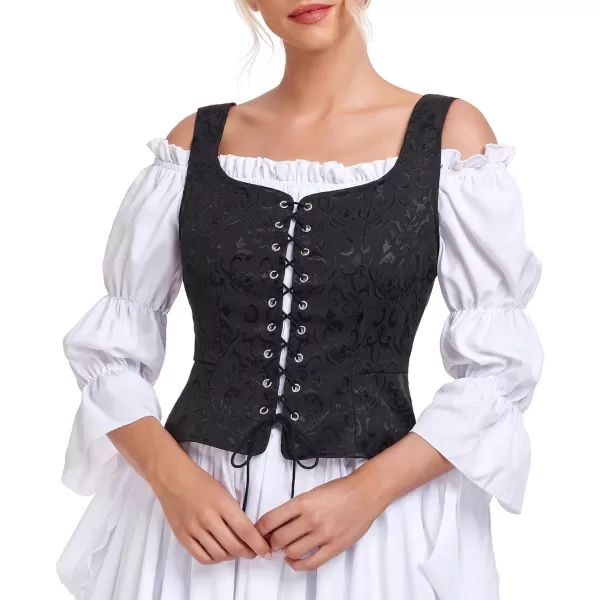Zando Women's Renaissance Corset Vest Medieval Corsets Top Pirate Cosplay Costume Steampunk Gothic Bustiers Tank Top