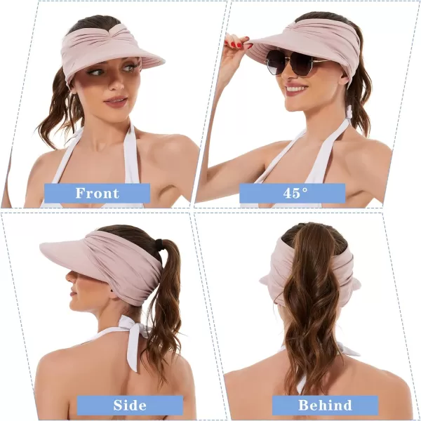 Zando Womens Sun Visor Hat Wide Brim Sun Hats for Women UV Protection Summer Beach Hats for Women Foldable Sports Visors