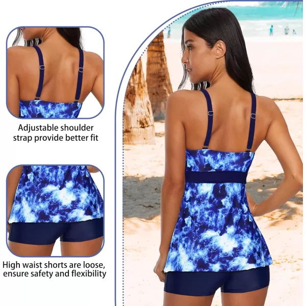 Zando Womens Swimsuits 2 Piece 2024 Tankini Bathing Suits Swim Suits for Women Swimwear Bathing Suit Top with Boyshorts