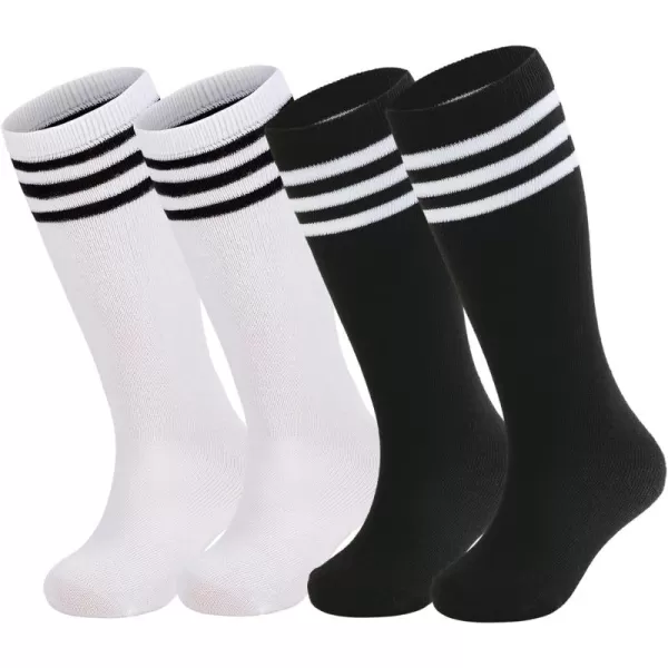 Zando 4 Pairs Kids Soccer Socks Baseball Softball Socks Youth Athletic Socks Boys Girls Knee High Socks 4-10 Years